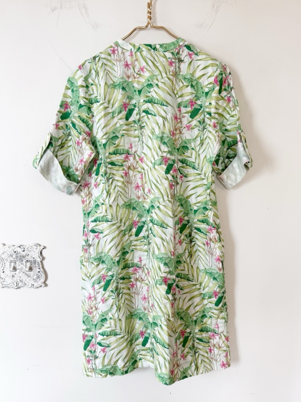 J. Mclaughlin Riviera Coral Gables Tropical Floral Linen Shirt Dress Pockets S - Picture 8 of 10